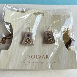 Solvar Celtic Trinity knitting Earrings #472 silver tone gold tone